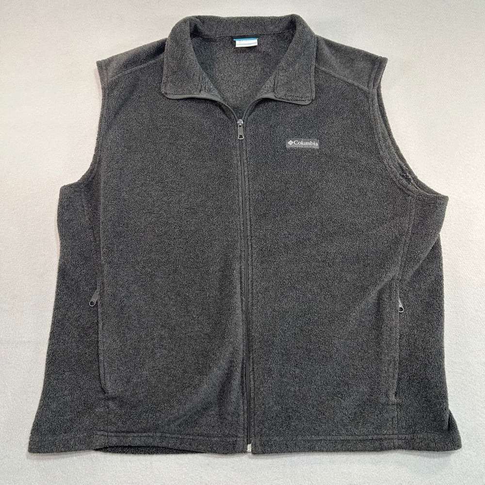 Columbia Fleece Vest Mens XXL Gray Full Zip Big & Tall Hiking Performance